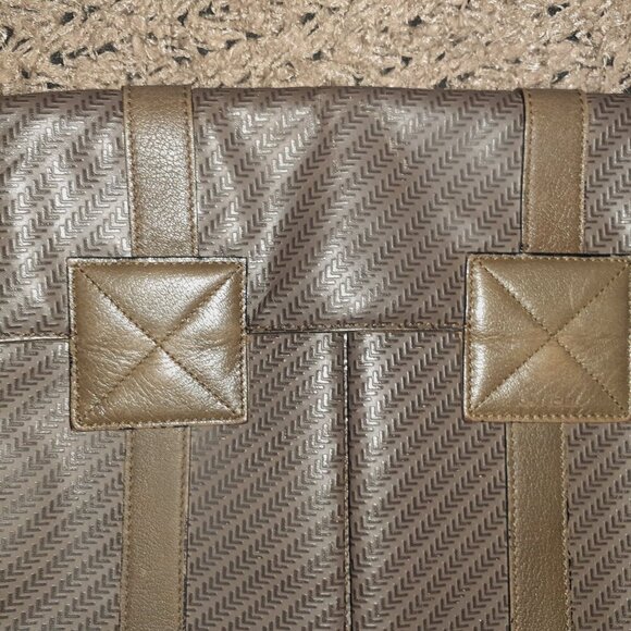 Vintage LANCEL PARIS 1876-Messenger Bag-Chevron-Grey/Green Leather/Shoulder-EX - Picture 4 of 12